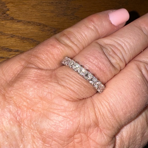 Custom prong set semi eternity bands set in Platinum - Picture 5 of 6